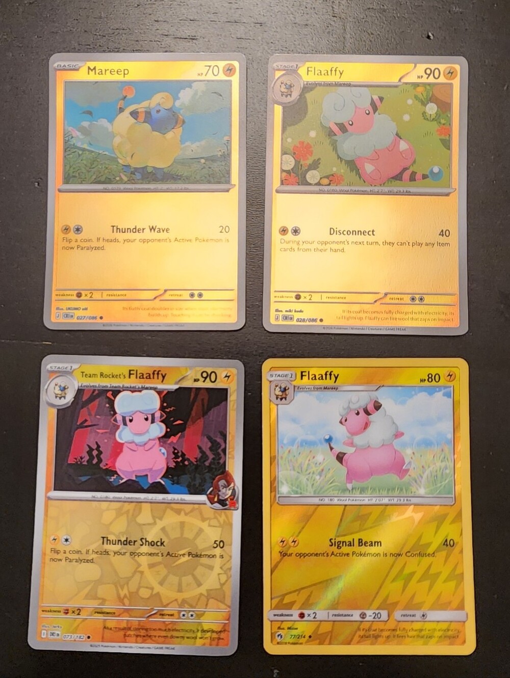 Mareep & Flaaffy Pokémon Card Lot – 4 Cards